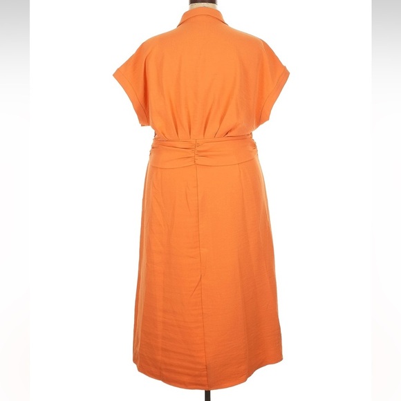 Worthington Belted Midi Shirt Dress Plus Size XXL Orange Coastal Career NWT - Picture 3 of 6